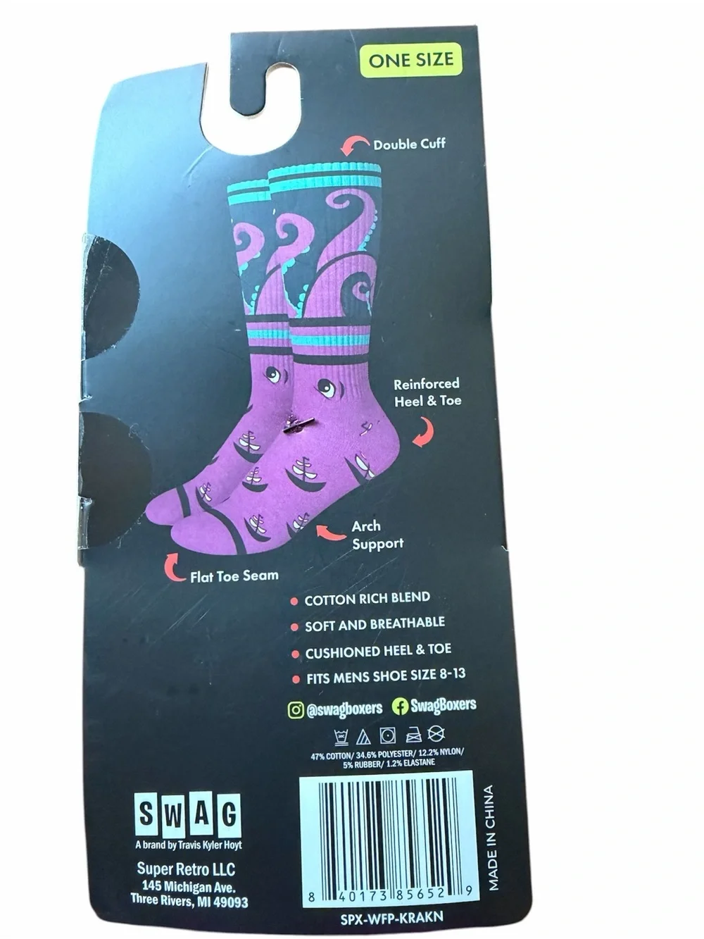 SWAG Release The Kraken Men’s Crew Socks One Size